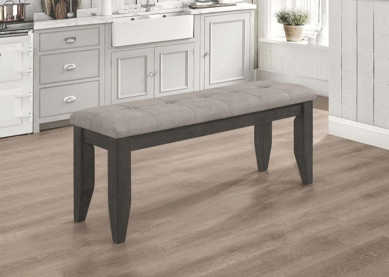 Banco de comedor Dalila de madera tapizado en cuero sintético