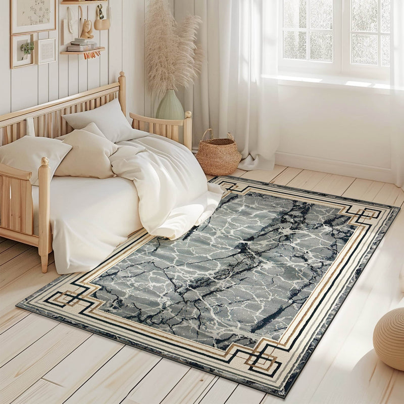 MARBLE Rug Design 1041 Black 8x11 (7'8x10'8")"