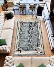 MARBLE Rug Design 1041 Black 2x8 Runner (2'6x7'9")"