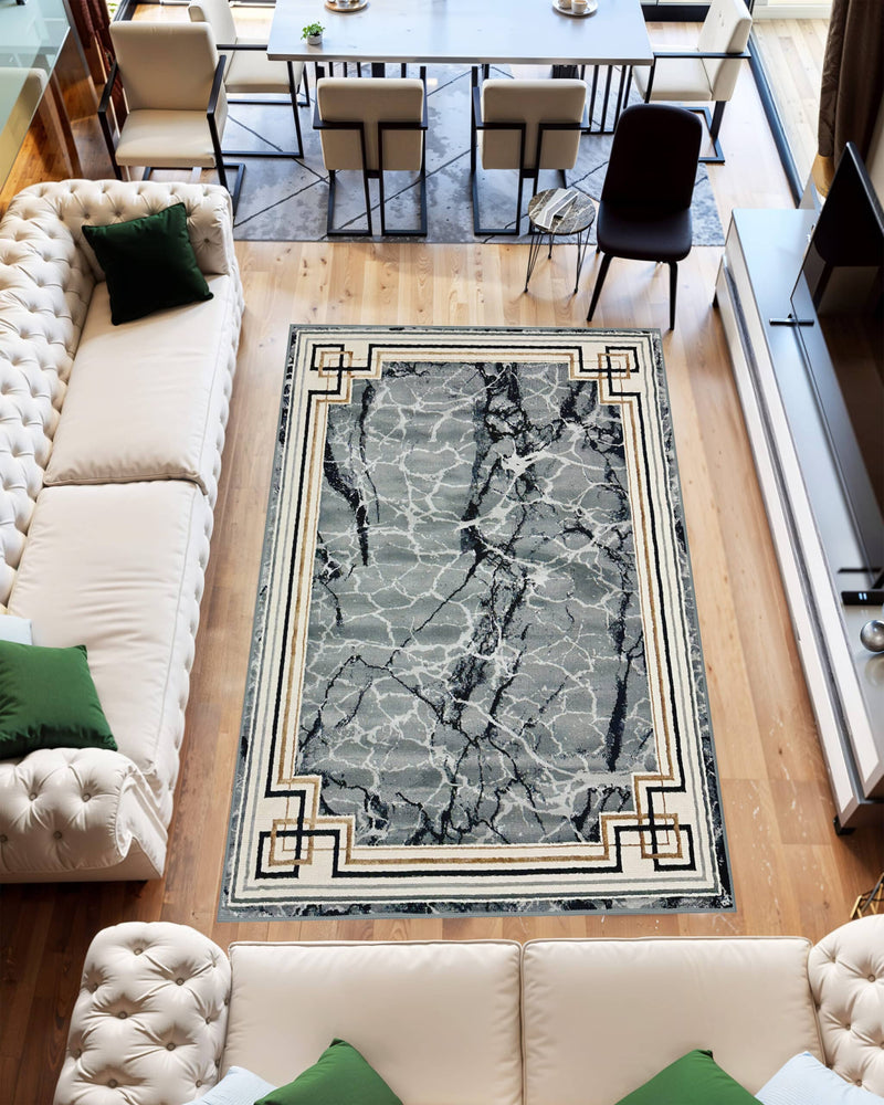 MARBLE Rug Design 1041 Black 2x8 Runner (2'6x7'9")"