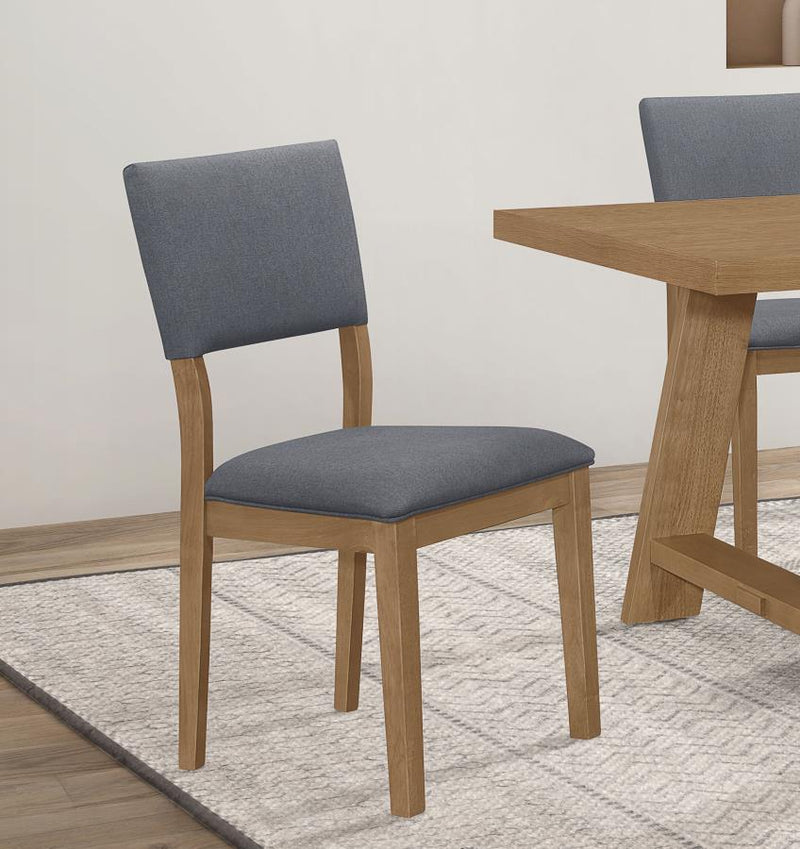 Silla lateral de comedor tapizada en tela Sharon, marrón (juego de 2)