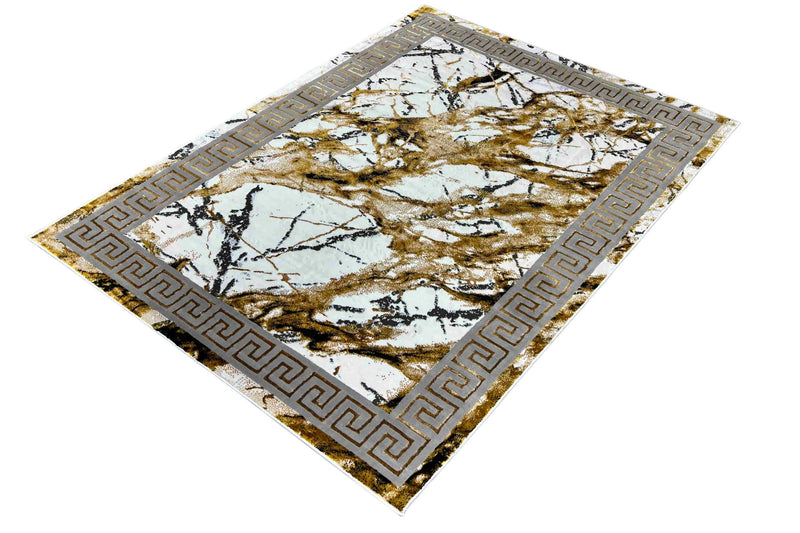MARBLE Rug Design 1042 Light Gold 7 Foot Round (6'6x6'6" Round)"