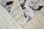 MARBLE Rug Design 1043 Black 7 Foot Round (6'6x6'6" Round)"