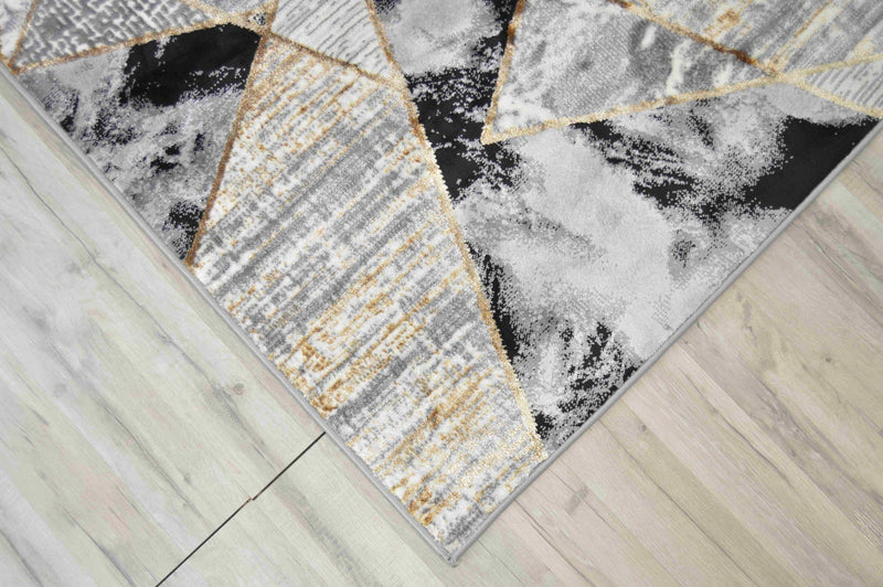 MARBLE Rug Design 1043 Black 7 Foot Round (6'6x6'6" Round)"