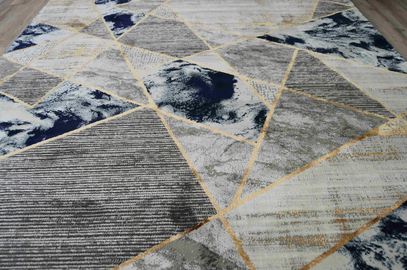 MARBLE Rug Design 1043 Blue 7 Foot Round (6'6x6'6" Round)"