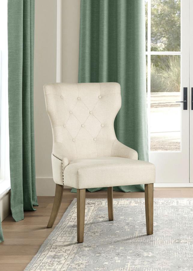 Silla de comedor tapizada con botones Baney