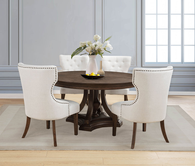 Juego de comedor redondo con pedestal Ridgewell de 5 piezas, roble oscuro