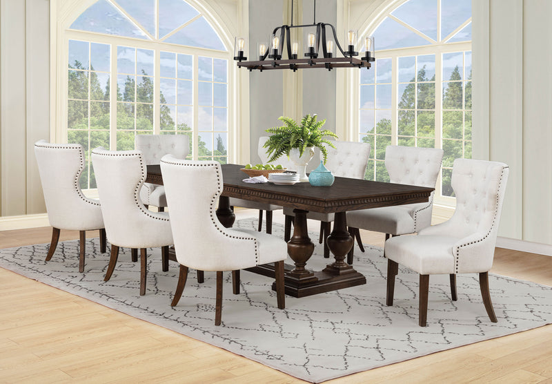 Juego de comedor rectangular de caballete de 9 piezas Ridgewell Roble Oscuro
