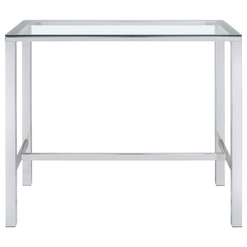 Mesa de pub/bar Tolbert rectangular con tapa de cristal de 47 pulgadas, cromada
