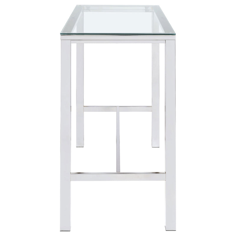 Mesa de pub/bar Tolbert rectangular con tapa de cristal de 47 pulgadas, cromada