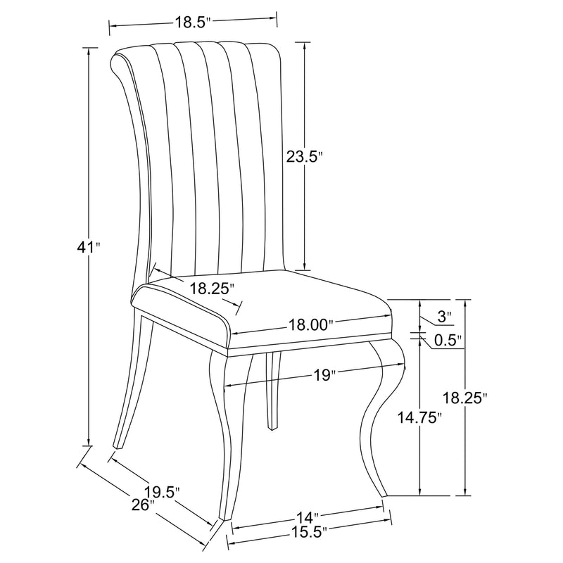 Silla de comedor lateral tapizada Betty Velvet (juego de 4)