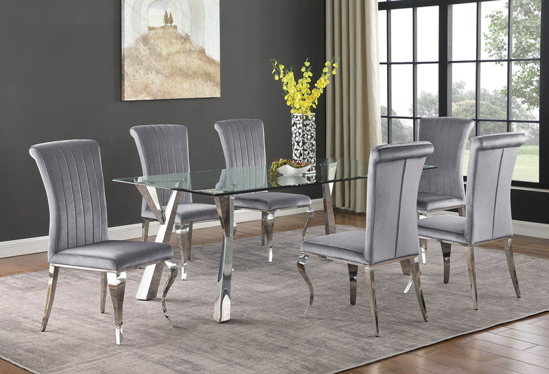 Silla de comedor lateral tapizada Betty Velvet (juego de 4)