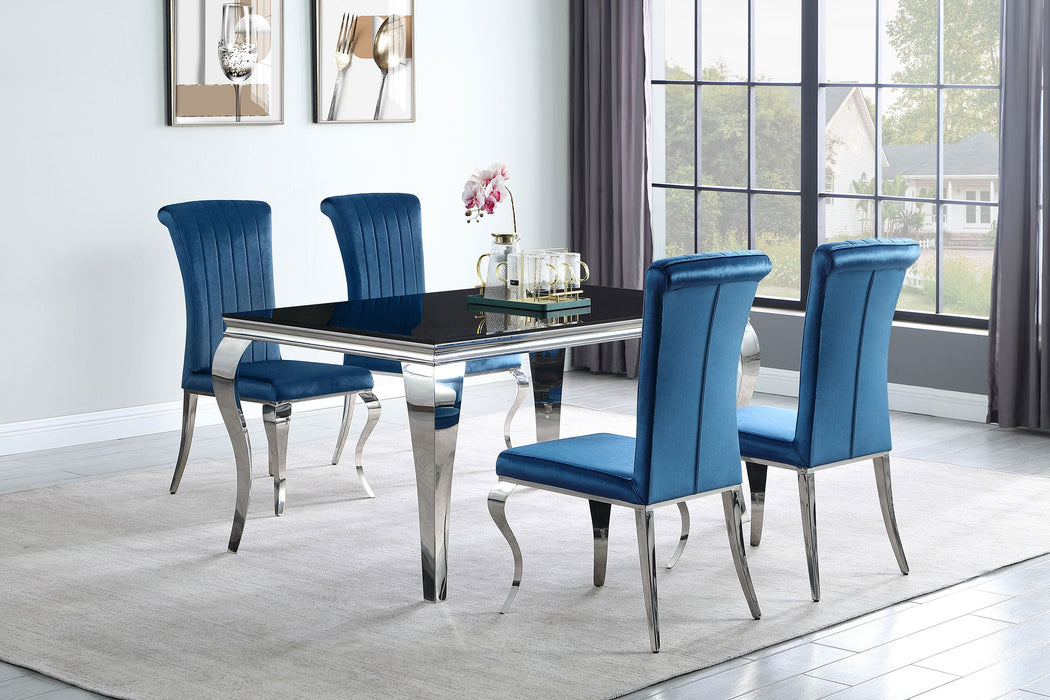 Betty Upholstered Side Chairs Teal and Chrome (Set of 4)