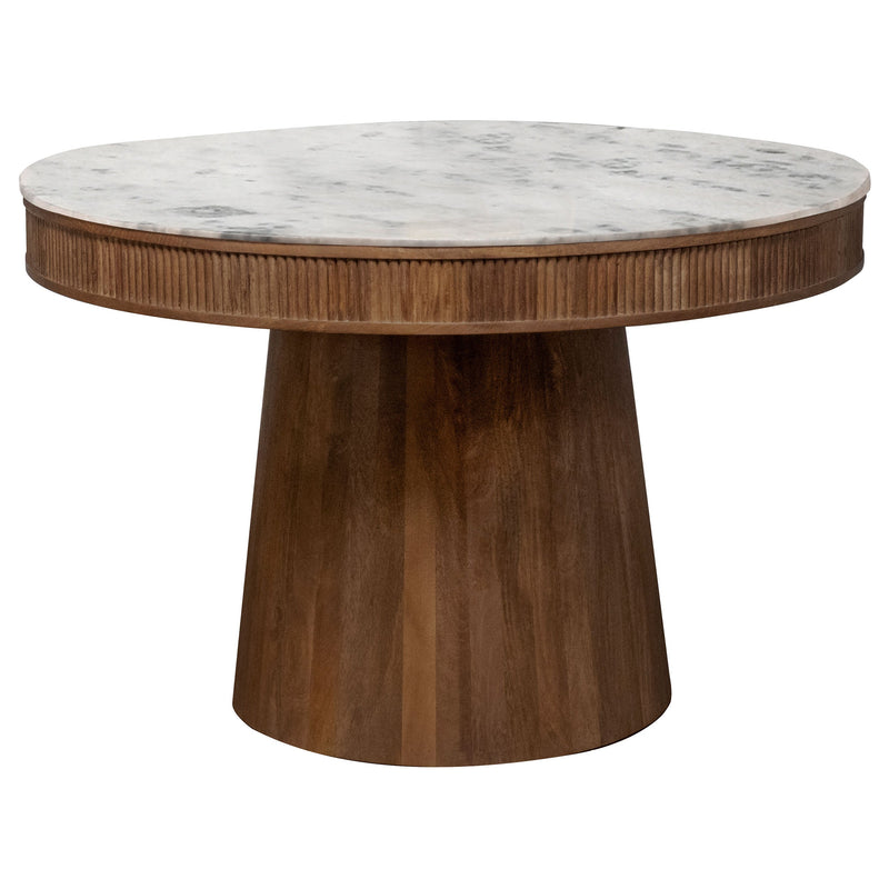 Mesa de comedor de madera con tablero de mármol Ortega de 46 pulgadas, color natural