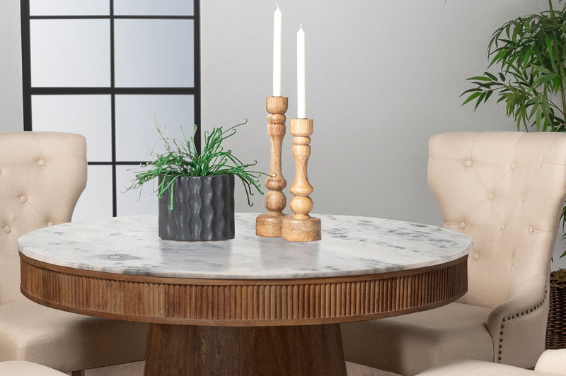 Mesa de comedor de madera con tablero de mármol Ortega de 46 pulgadas, color natural