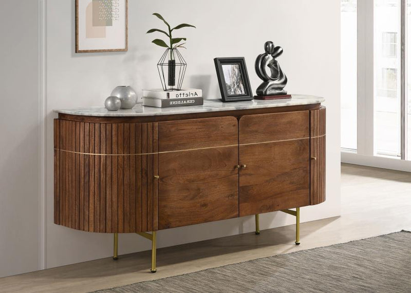 Ortega 4-door Marble Top Sideboard Buffet Cabinet
