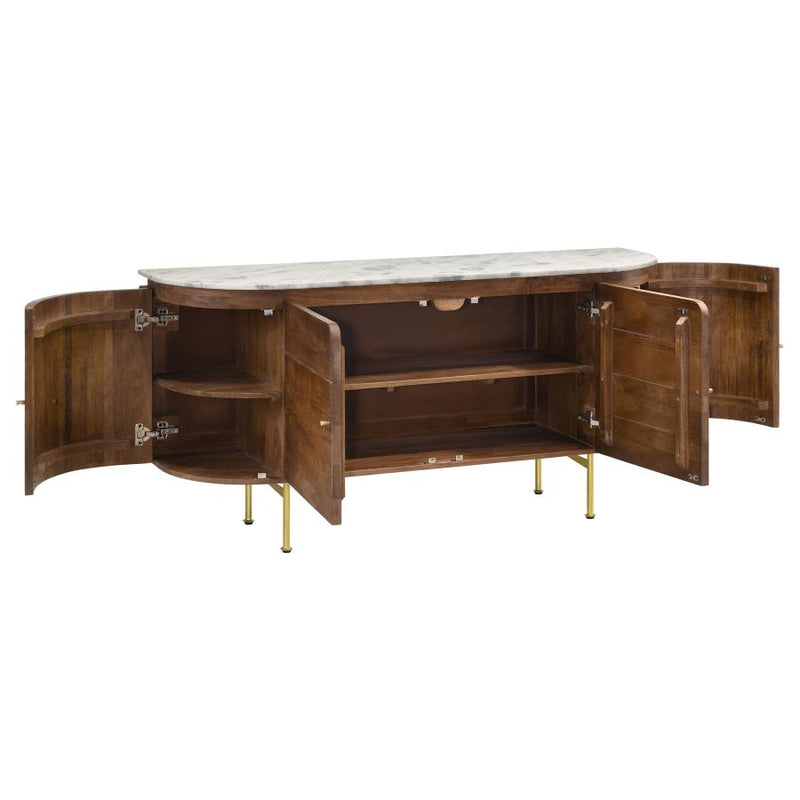 Ortega 4-door Marble Top Sideboard Buffet Cabinet