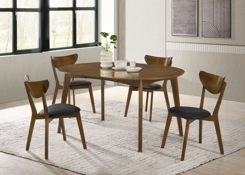 Juego de mesa de comedor ovalada de 5 piezas Jedda Nogal oscuro