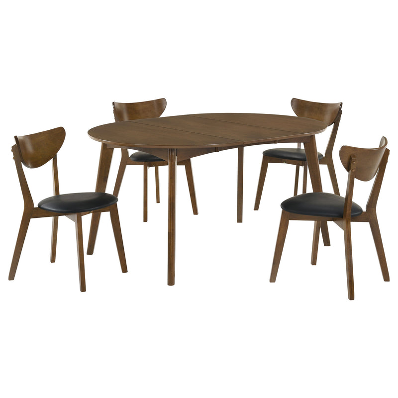 Juego de mesa de comedor ovalada de 5 piezas Jedda Nogal oscuro