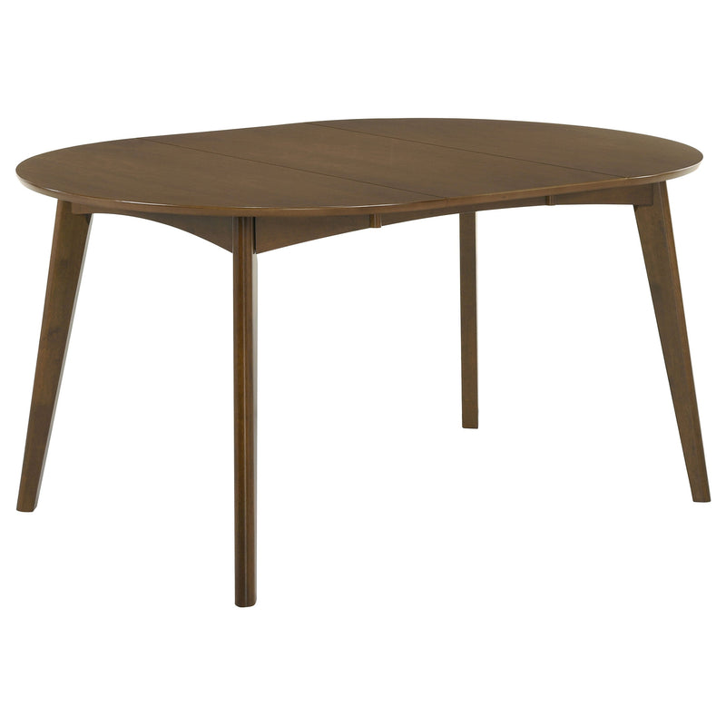 Mesa de comedor Jedda Oval de 60 pulgadas con hoja de extensión de nogal oscuro