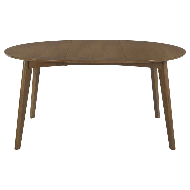 Mesa de comedor Jedda Oval de 60 pulgadas con hoja de extensión de nogal oscuro