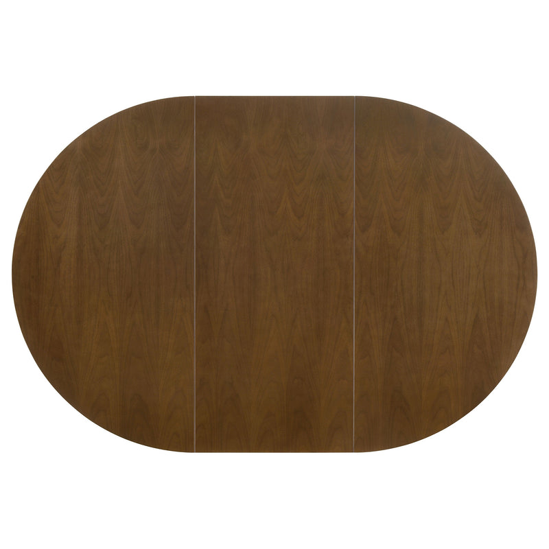 Mesa de comedor Jedda Oval de 60 pulgadas con hoja de extensión de nogal oscuro