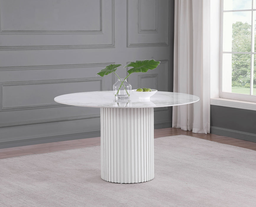 Acadia Round 53-inch Sintered Stone Top Dining Table White