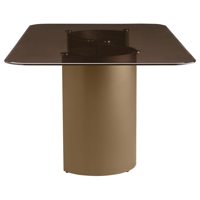 Edson  Rectangular Glass Top Dining Table Set Bronze
