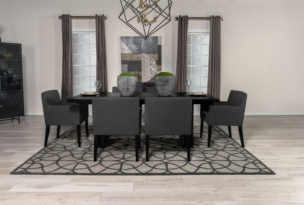 Catherine  Double Pedestal Dining Table Set Charcoal Grey and Black