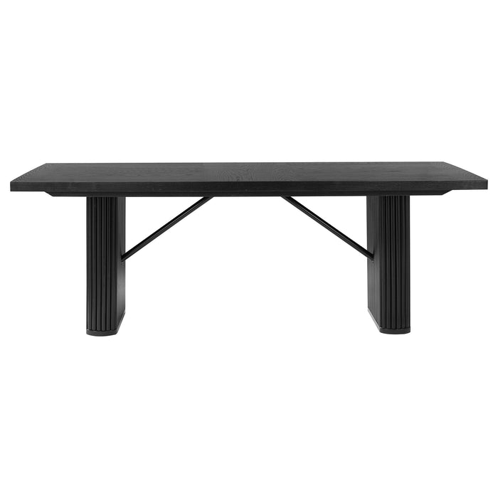 Catherine  Double Pedestal Dining Table Set Charcoal Grey and Black