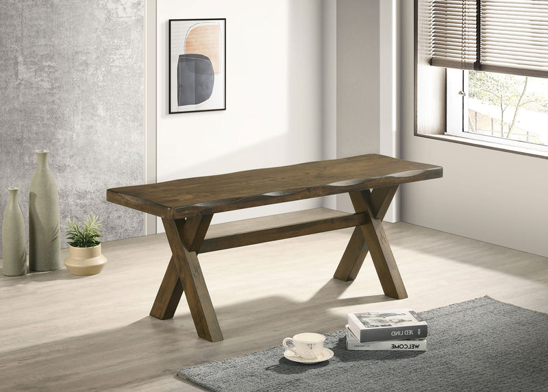 Banco de comedor de madera maciza Alston de 47 pulgadas, color Knotty Nutmeg