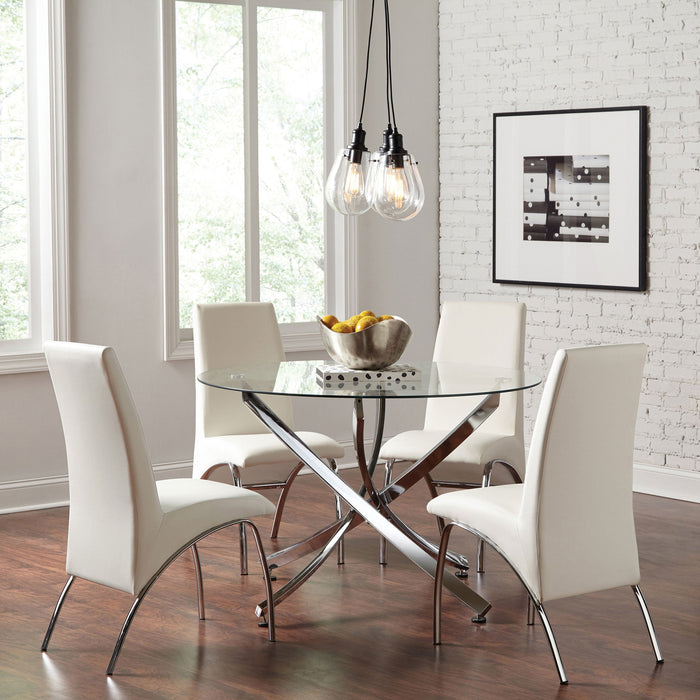 Beckham Round Dining Table Chrome and Clear