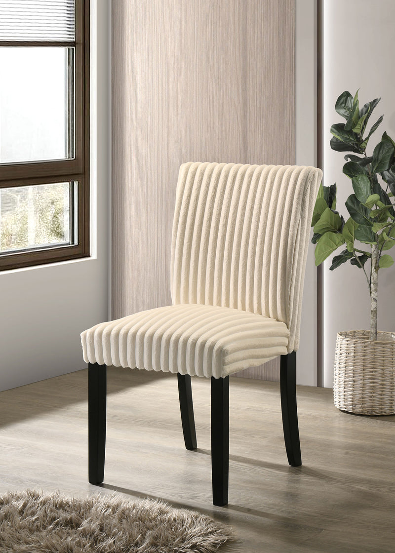 Silla de comedor lateral Dermott tapizada Parson color crema (juego de 2)
