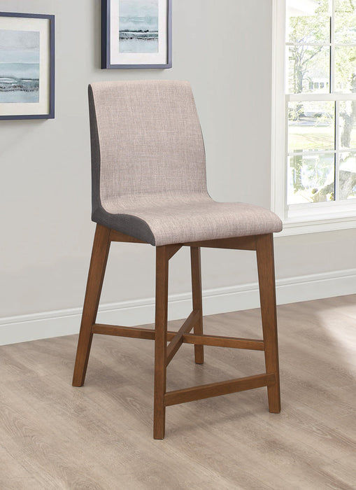 Logan Upholstered Counter Height Stools Light Grey and Natural Walnut (Set of 2)