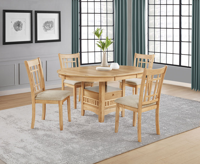 Juego de comedor ovalado Lavon de 5 piezas con extensión, roble claro
