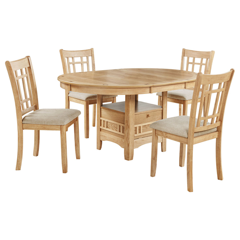 Juego de comedor ovalado Lavon de 5 piezas con extensión, roble claro