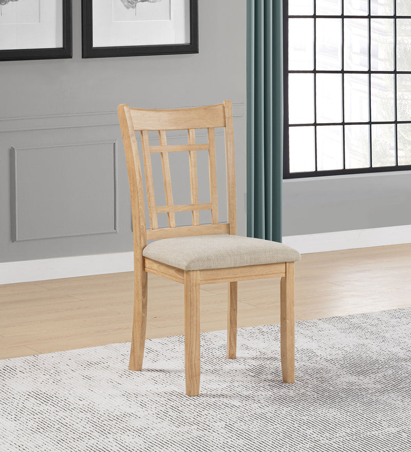 Silla auxiliar de comedor Lavon de madera, lino y roble claro (juego de 2)