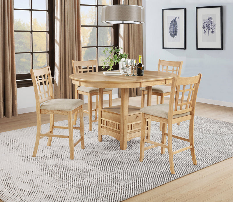 Juego de comedor de 5 piezas Lavon, altura de encimera, ovalado, roble claro