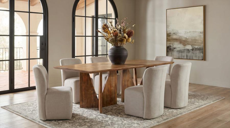 Sosa Solid Mango Wood Dining Table with Angular Base