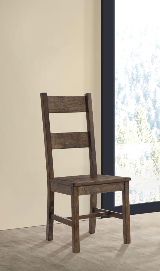 Sillas de comedor auxiliares Coleman rústicas color marrón dorado (Juego de 2)