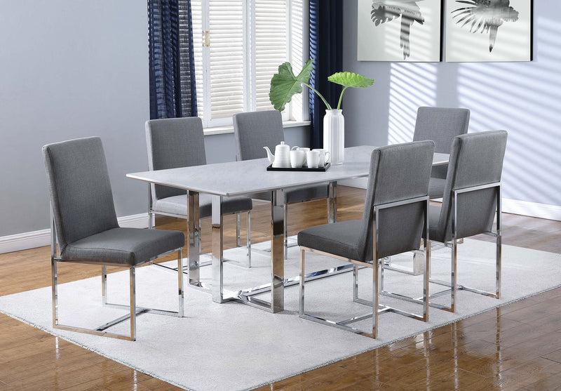 Silla lateral de comedor tapizada Mackinnon gris (juego de 2)