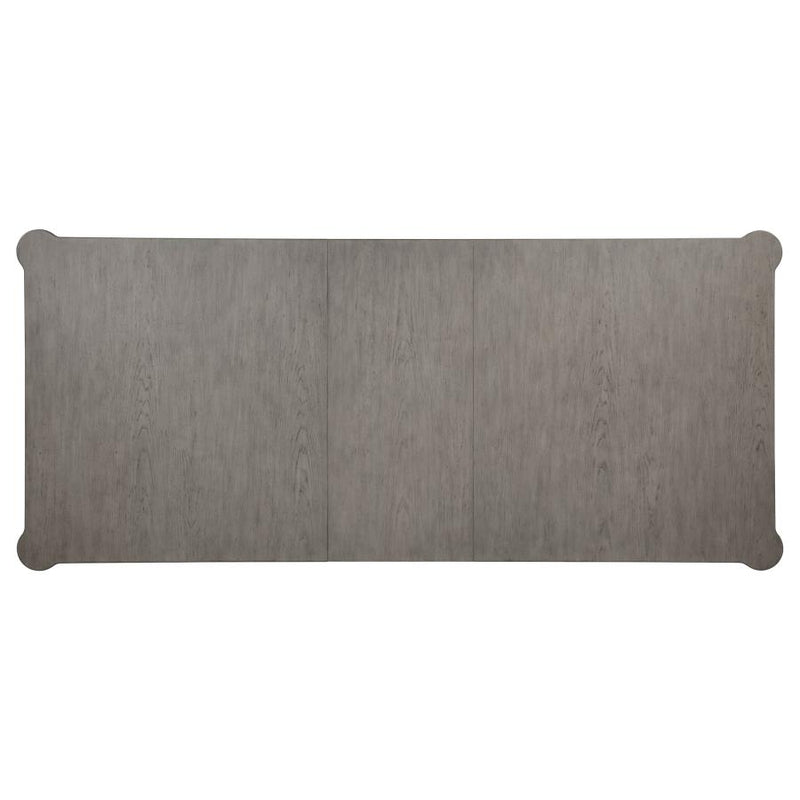 Cresswell 104-inch Double Pedestal Extension Dining Table Weathered Taupe
