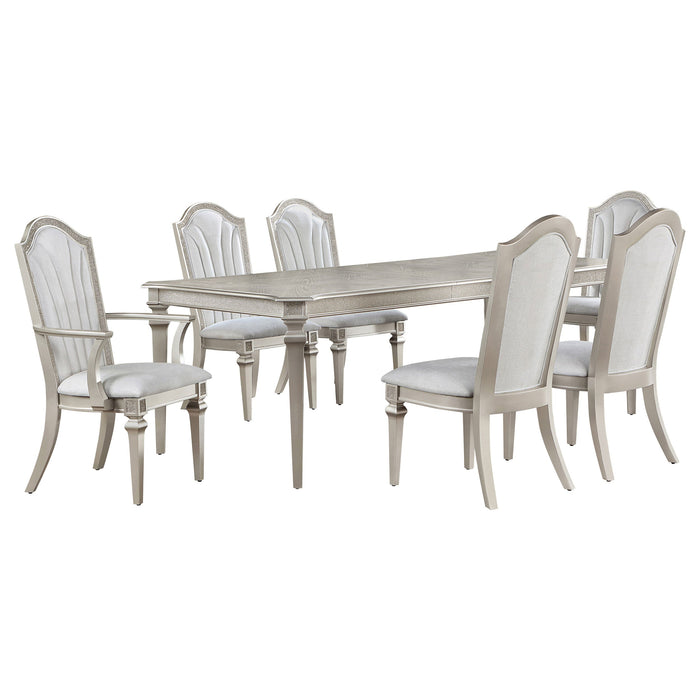 Evangeline  Dining Table Set with Extension Leaf Ivory and Silver Oak