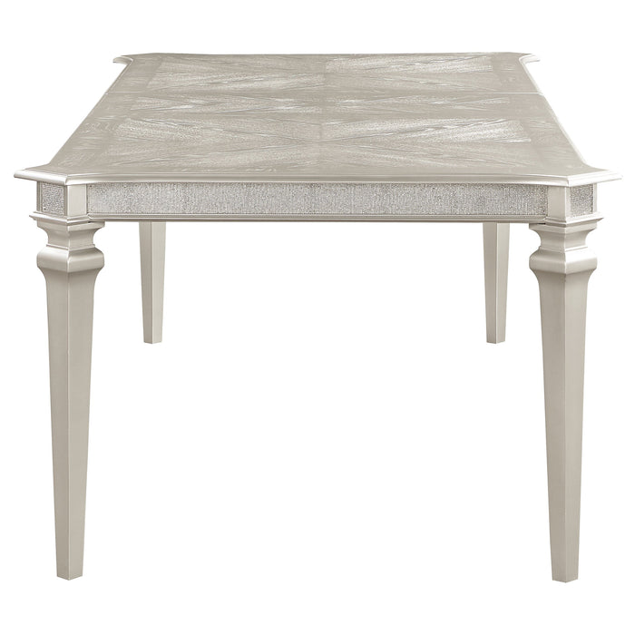 Evangeline  Dining Table Set with Extension Leaf Ivory and Silver Oak