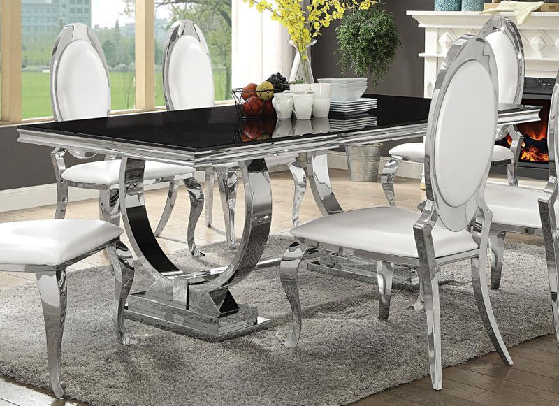 Mesa de comedor Antoine rectangular con superficie de cristal de 95 pulgadas