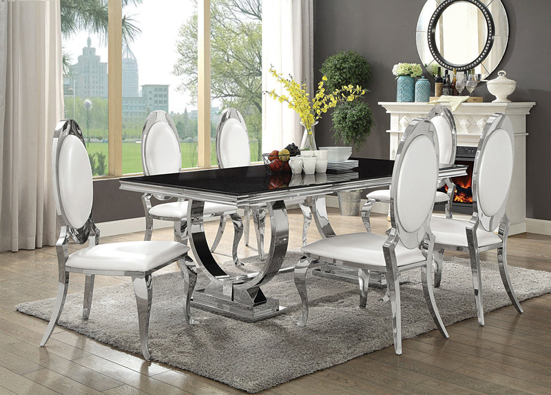 Mesa de comedor Antoine rectangular con superficie de cristal de 95 pulgadas