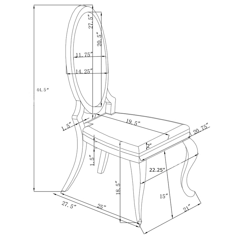 Silla de comedor tapizada Anchorage blanco crema (juego de 2)
