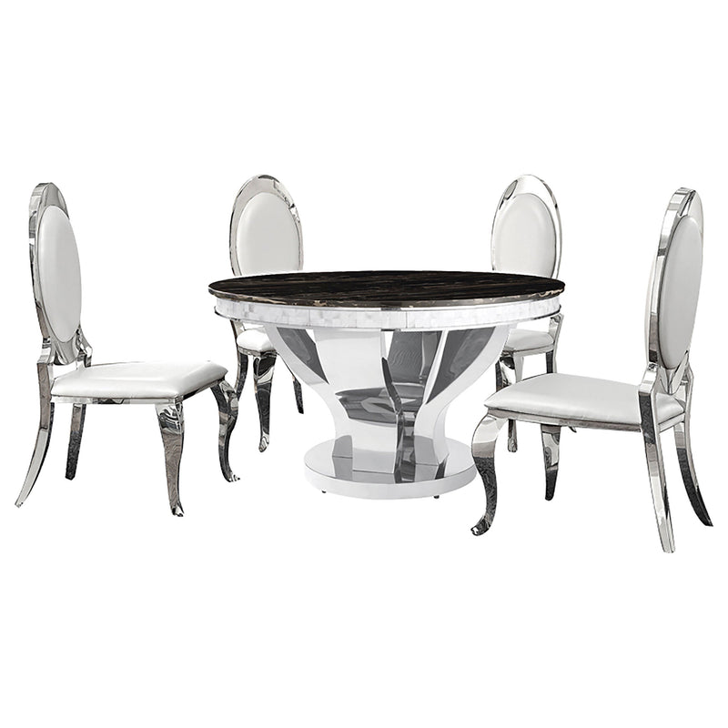 Anchorage 5-piece Round Stainless Steel Dining Set Chrome