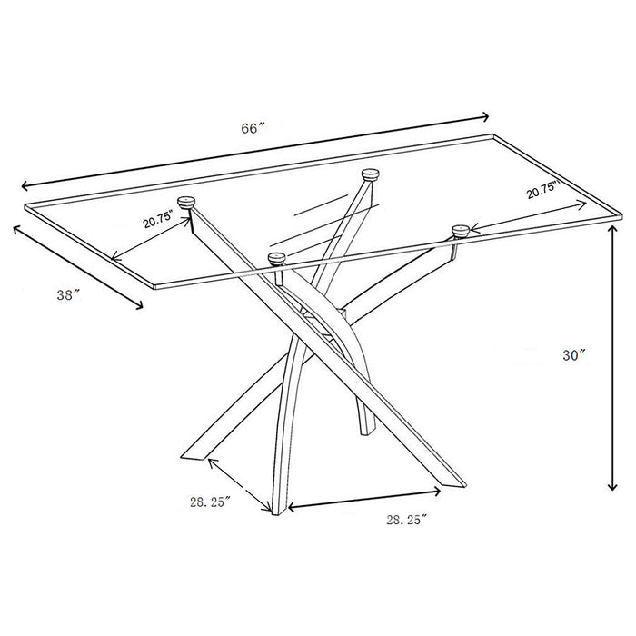 Carmelo  Rectangular Dining Set Chrome and Black