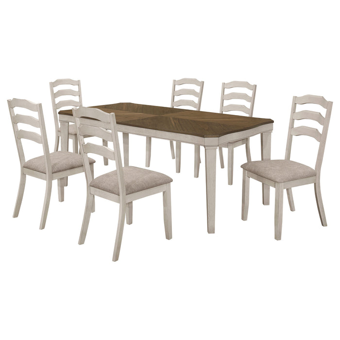 Ronnie  Starburst Dining Table Set Khaki and Rustic Cream